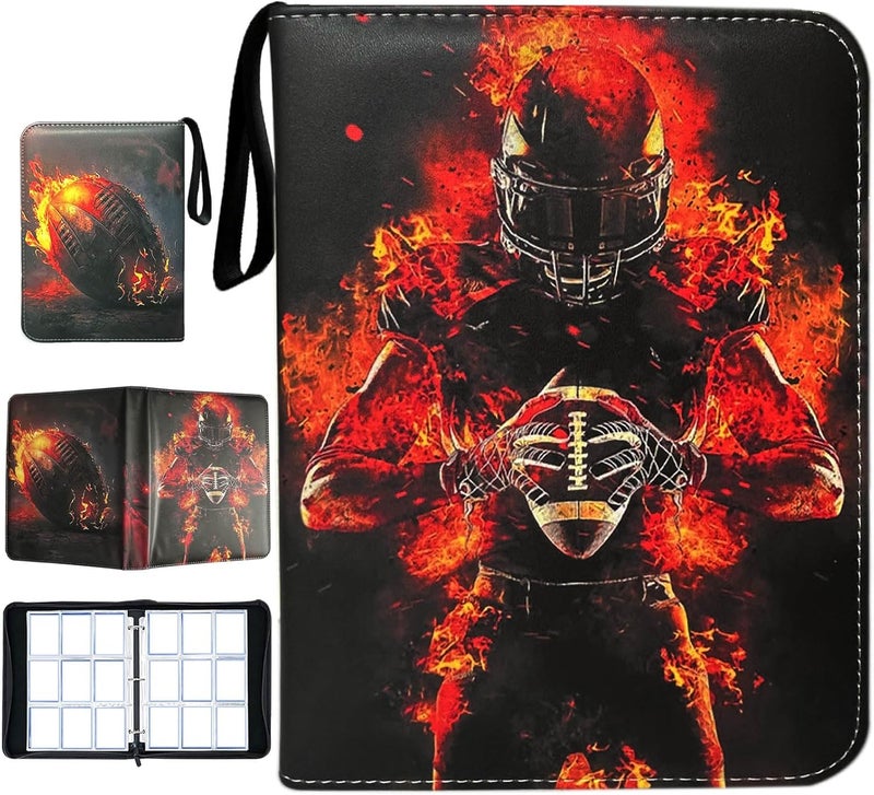 Anvoago Football Card Binder with Sleeves,900 Pockets Football Card Holder Protectors Albums, Card Storage Organizer Case Compatible with Trading Card and Other Sports Cards - Image 1